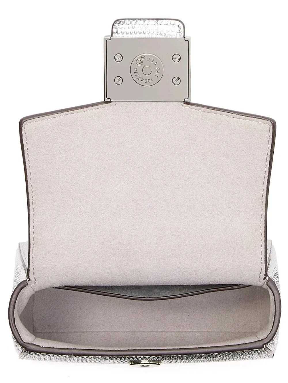 Kate Spade Katy Lizard Embossed Micro Crossbody Leather Silver